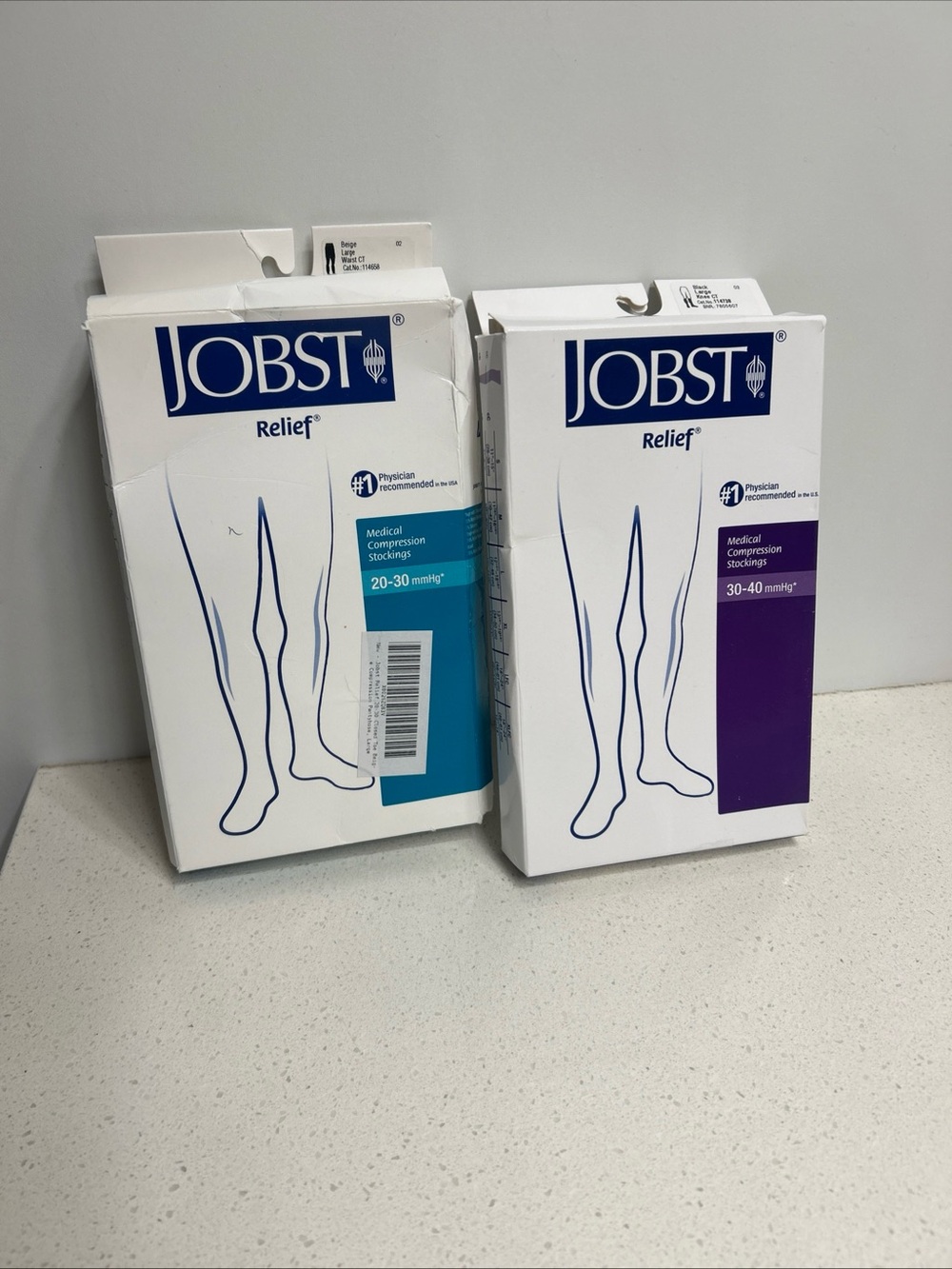 Jobst Relief Medical Compression Stockings - Black and Beige Set of 2